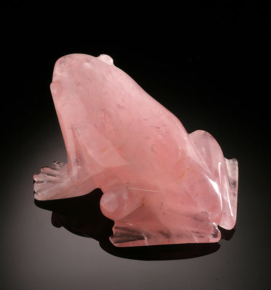 Rose Quartz Frog Carving
