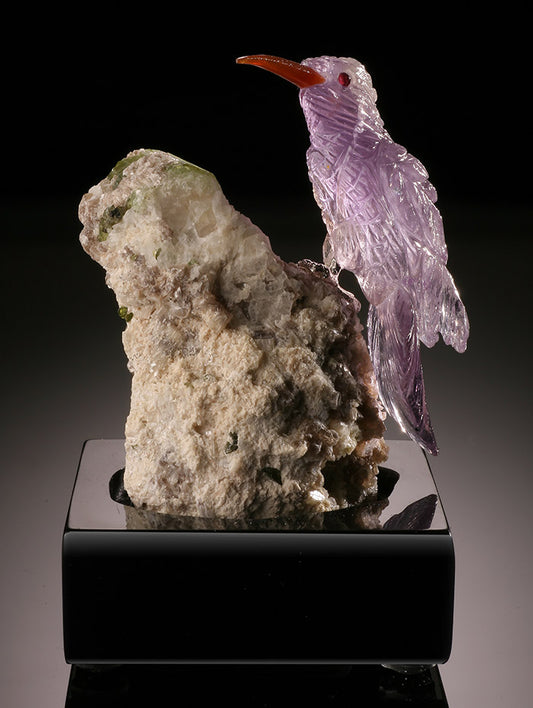 Amethyst Hummingbird Carving