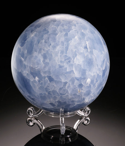 4" Blue Calcite Sphere, Mexico (with stand)