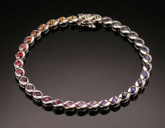 Rainbow Sapphire Tennis Bracelet