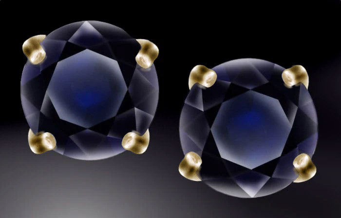 4mm Blue Sapphire Earrings in 14 Karat Gold