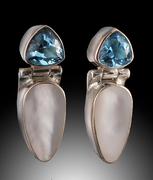 Blue Topaz & Mother of Pearl Earrings