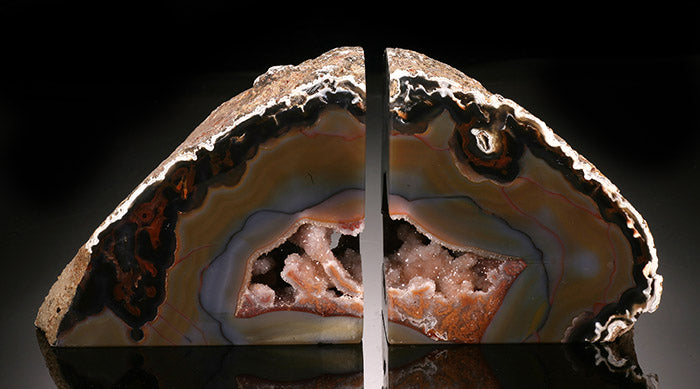 Agate Bookends with Stalactites