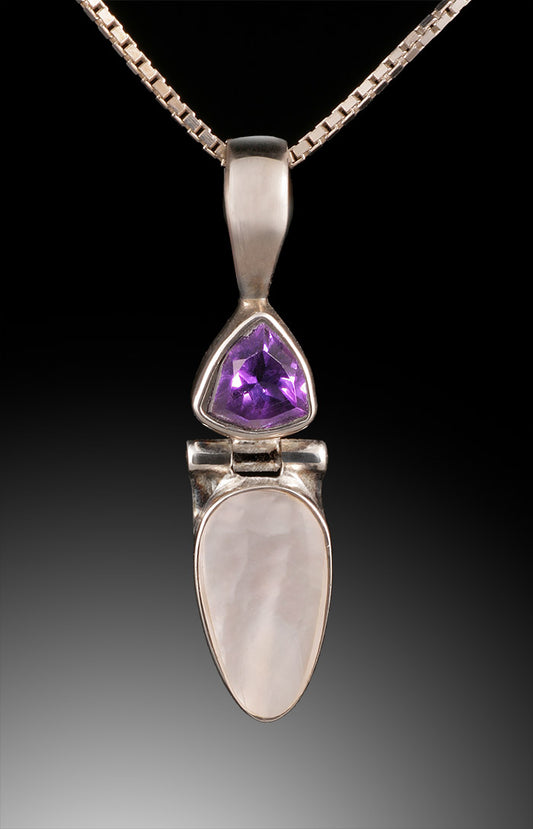 Amethyst and Mother of Pearl Pendant (with chain)