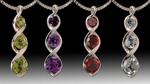 Gemstone "Twist" Pendant with Chain