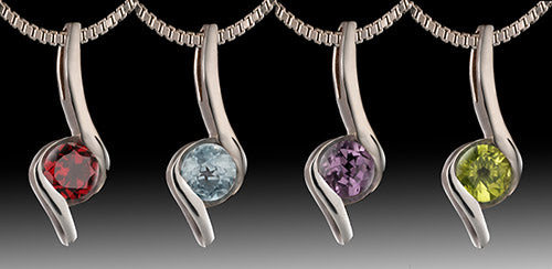 Gemstone "Swoop" Pendant with Chain