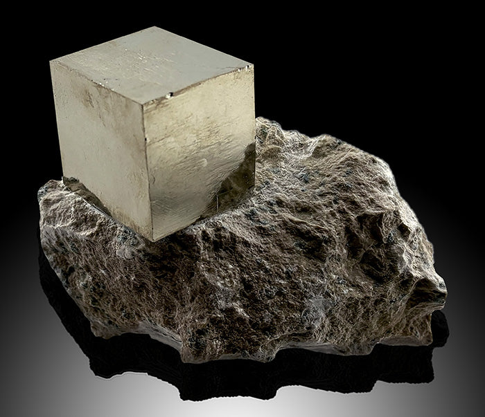 Natural Pyrite Cube in Matrix