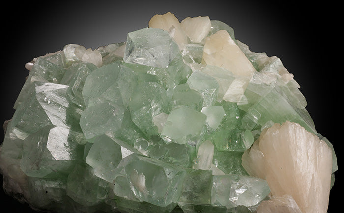 Green Apophyllite with Peach Stilbite
