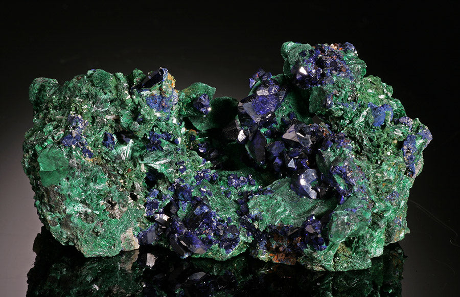 Azurite Crystals on Velvet Malachite