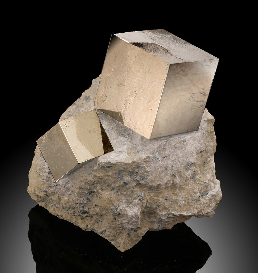 Two Pyrite Cubes in Matrix (Spain)