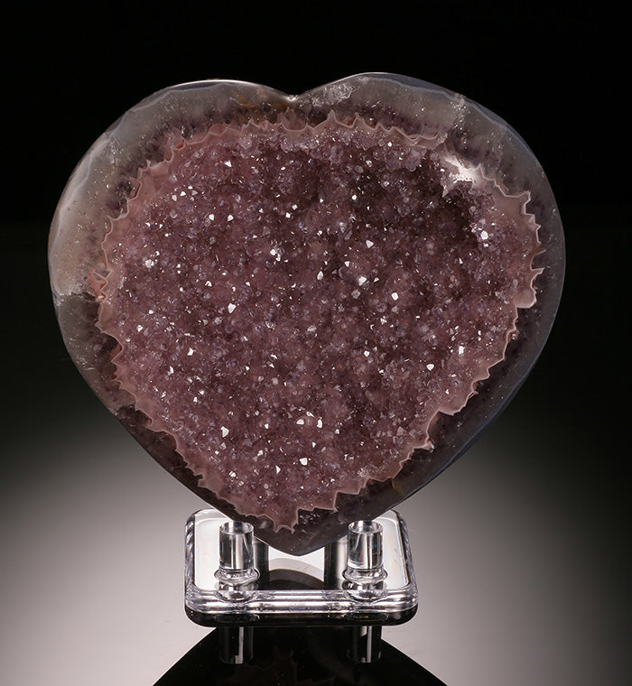 Amethyst Heart Geode Carving (with stand)