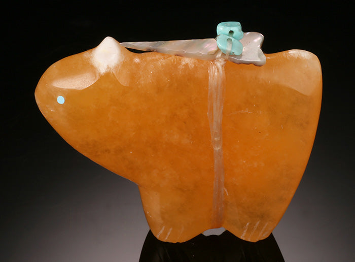 Zuni Bobcat Fetish, Honey Calcite
