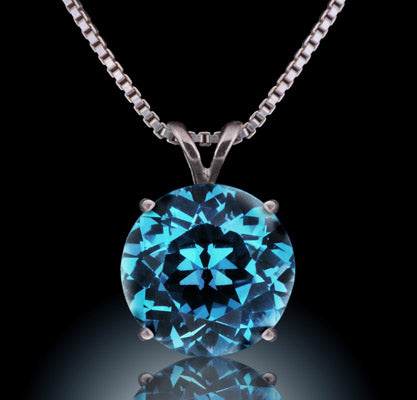 6mm Blue Topaz Round Pendant