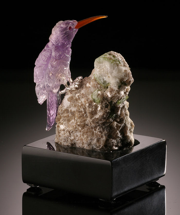 Amethyst Hummingbird Carving