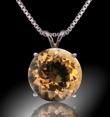 8mm Round Citrine Gemstone Pendant