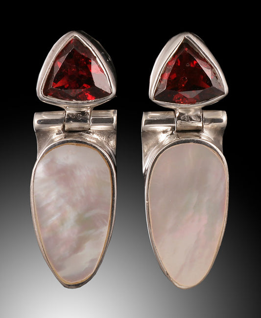 Garnet and Mother of Pearl Earrings