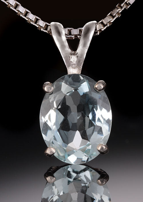8x6mm Aquamarine Gemstone Pendant