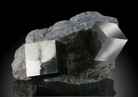 Natural Pyrite Cubes in Matrix