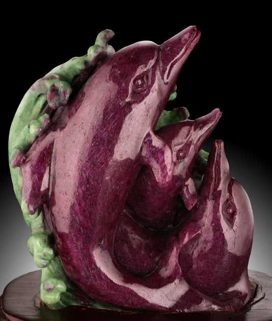 Ruby/Zoisite Dolphin Carving