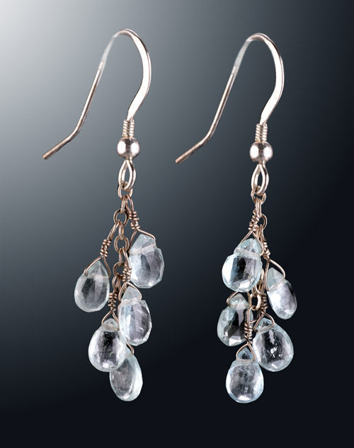 Aquamarine Faceted Teardrop Earrings