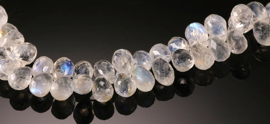 Rainbow Moonstone Teardrop Briolette Beads