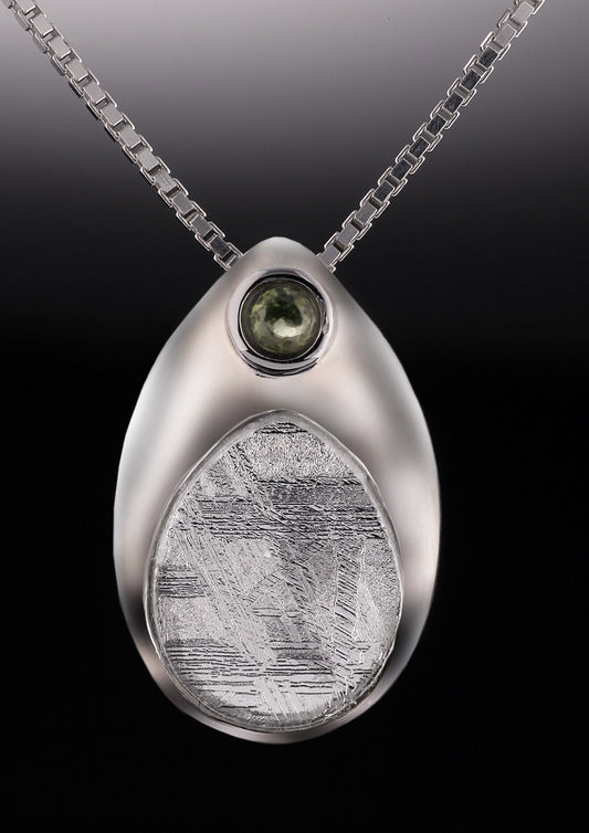 Teardrop Meteorite and Moldavite Pendant from Sweden