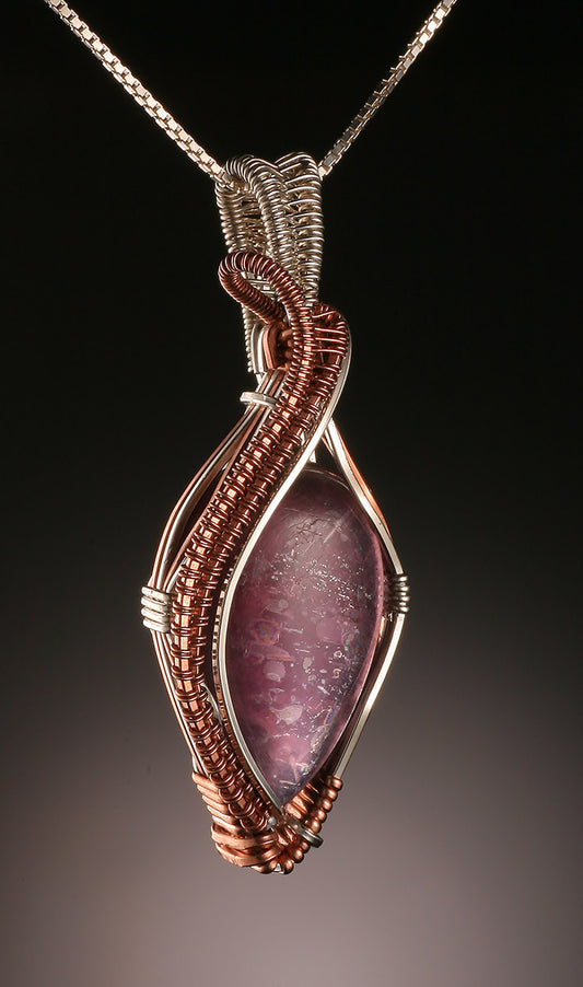Lepidolite, Copper & Silver Wire Wrap (with chain)