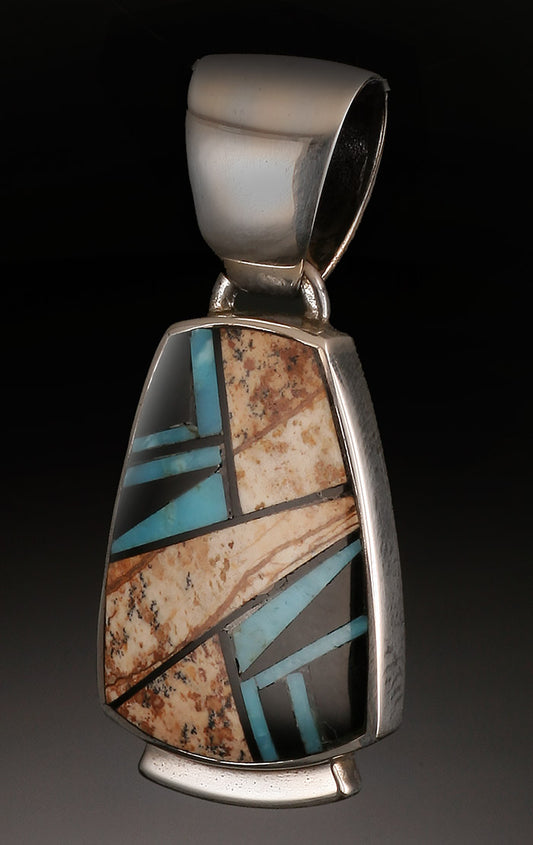 Navajo Inlay Pendant-Kenneth Bitsie