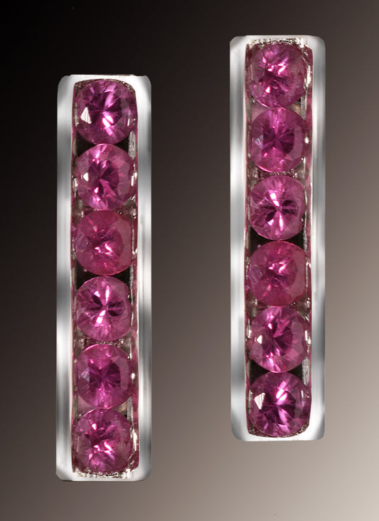 Channel Set Pink Sapphire Earrings
