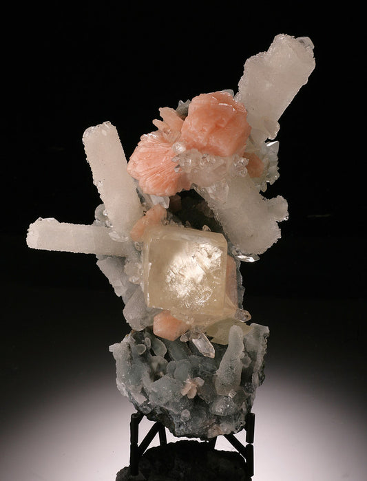 Apophyllite / Stilbite / Calcite (with stand)