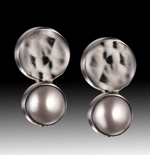 Contemporary Round Pearl Studs