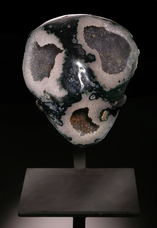 Amethyst Geode with Calcite "Ghost Face"