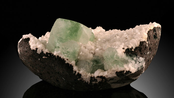Green Apophyllite on Stilbite