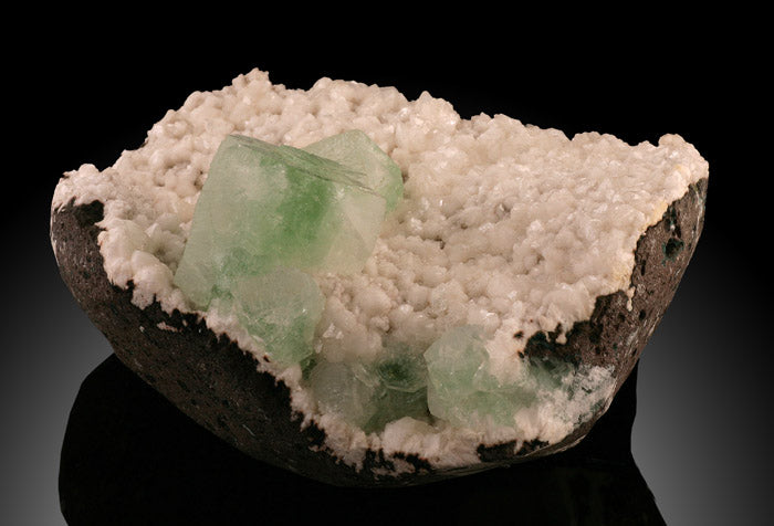 Green Apophyllite on Stilbite