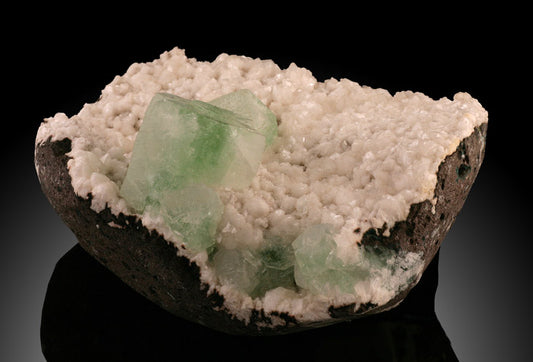 Green Apophyllite on Stilbite