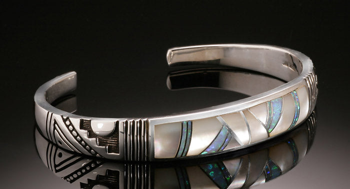 Mother of Pearl & Cultured Opal Cuff Bracelet