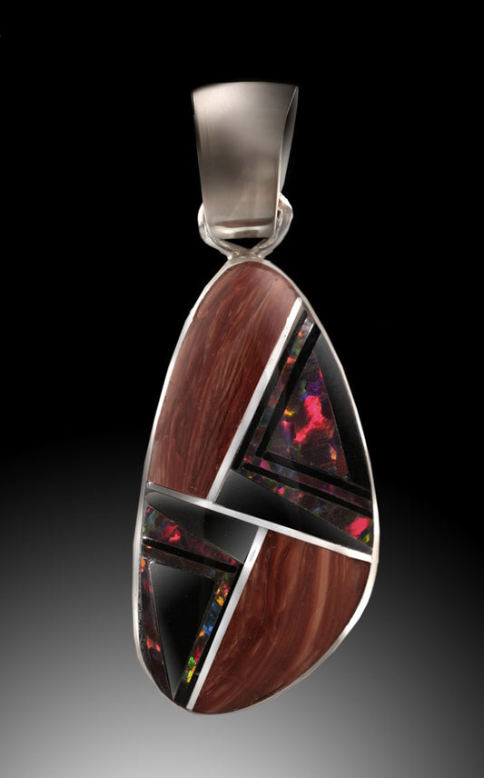 Spiney Oyster & Cultured Opal Inlay Pendant