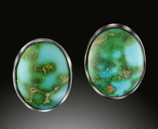 Royston Turquoise Stud Earrings (Navajo, B. Chavez)