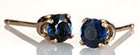 4mm Blue Sapphire Earrings in 14 Karat Gold