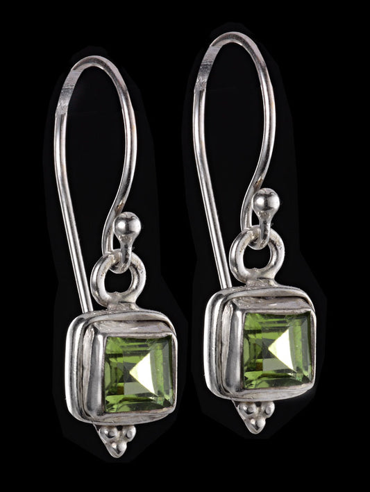 6mm Square Cut Peridot Earrings