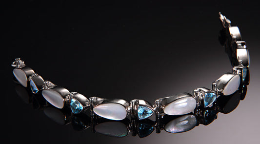 7.5" Blue Topaz with Mother of Pearl Bracelet