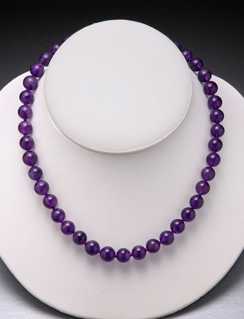 Amethyst Bead Necklace-10mm