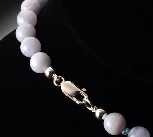 Blue Lace Agate Bead Necklace - 10mm