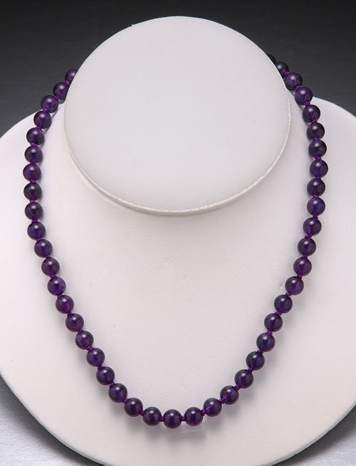 Amethyst Bead Necklace-8mm