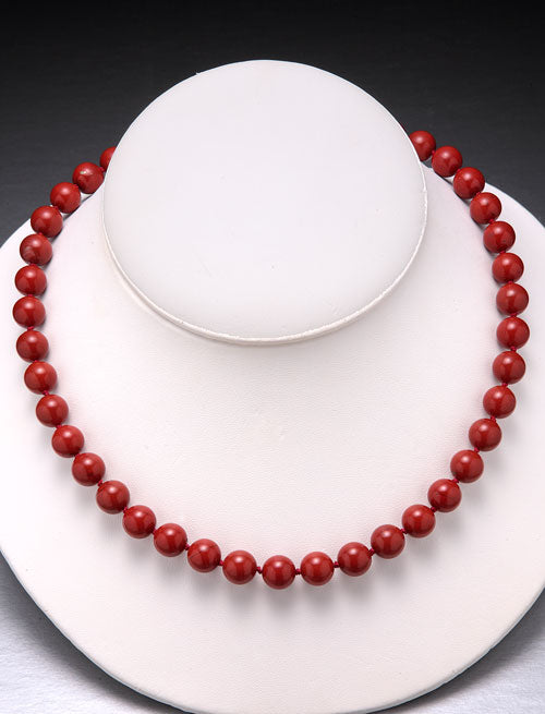Red jasper Bead Necklace-10mm
