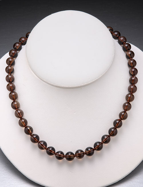 Smokey Quartz Bead Necklace-10mm