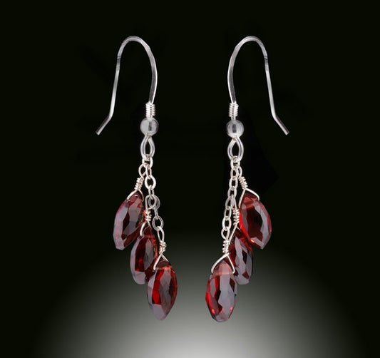 3 Drop Garnet Earrings