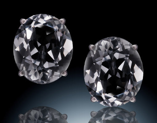 6x4mm White Topaz Studs