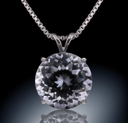 8mm Round White Topaz Gemstone Pendant