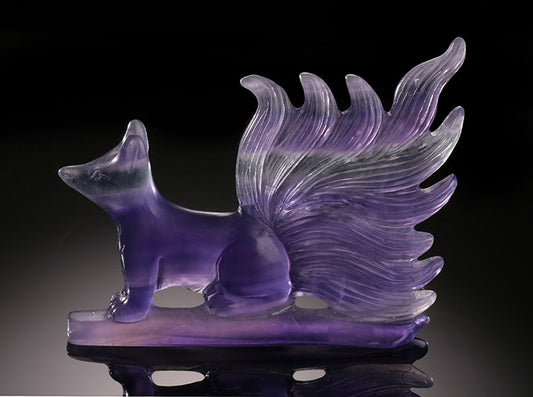 Nine-tailed Fox Carving, Fluorite